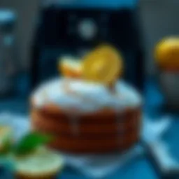 Delicious lemon cake baked in an air fryer