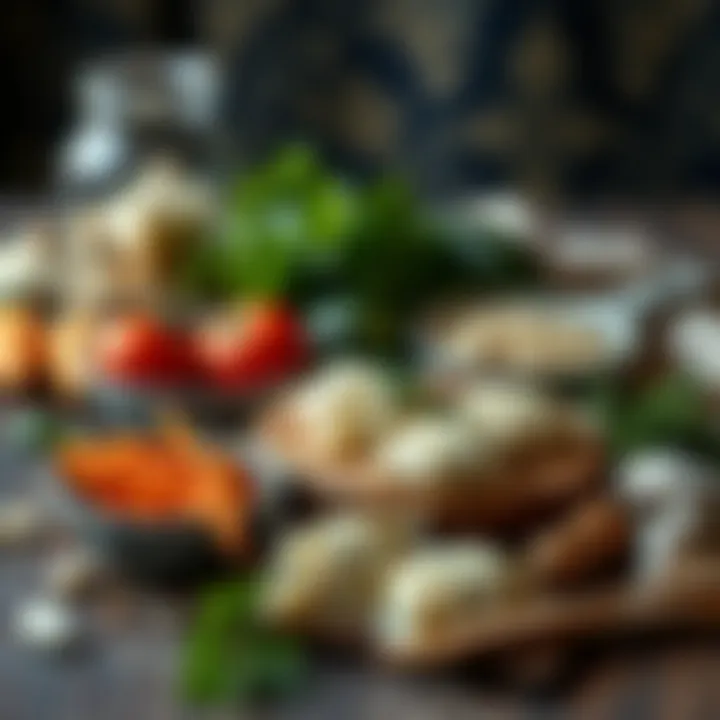 Artistic Arrangement of Ingredients for Manti Ingredients for making airfryer manti displayed artistically