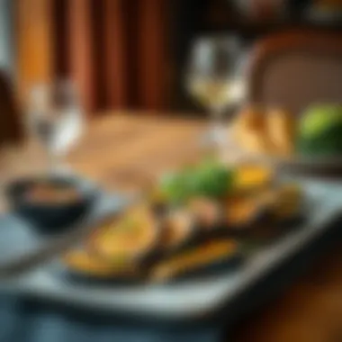 Elegant Presentation of Air-Fried Eggplant Beautifully presented eggplant dish on a dining table