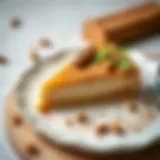 A beautifully plated slice of Arda Revani garnished with pistachios and cinnamon