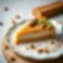 A beautifully plated slice of Arda Revani garnished with pistachios and cinnamon