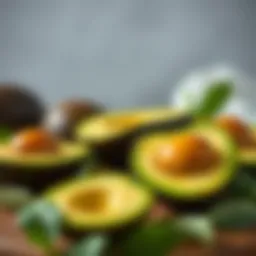 Nutrient-rich avocado halves