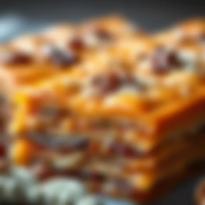 Golden layers of flaky pastry with nuts