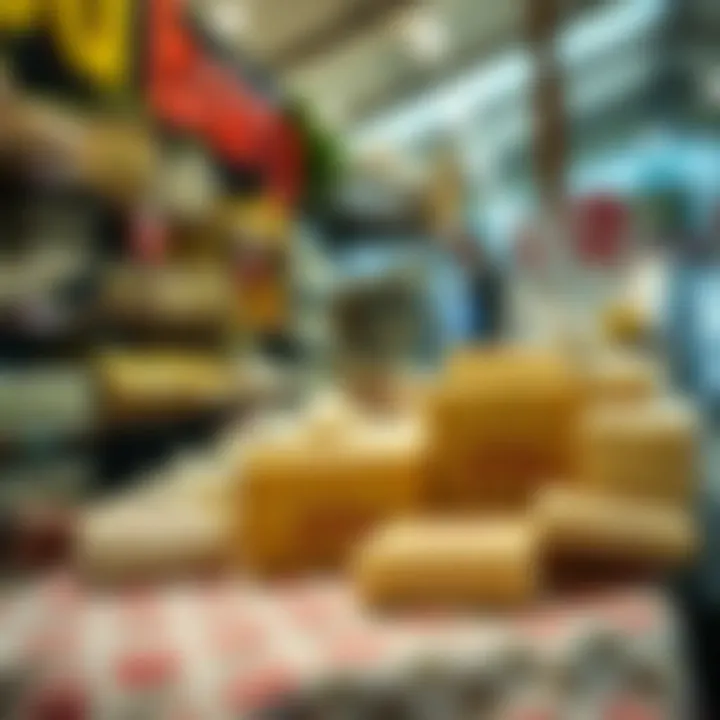 Dairy Market Offering Balkan Butter A market scene showcasing various dairy products including Balkan butter