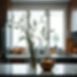 Elegant bamboo vase showcasing natural beauty in a modern kitchen