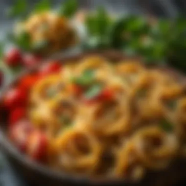 Barley Noodles with Fresh Herbs and Spices An artistic arrangement of barley noodles with herbs and spices