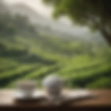 A serene landscape of tea plantations where white tea is cultivated.