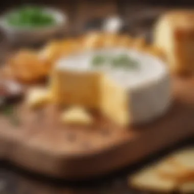 A close-up view of Bim boreklik cheese on a wooden board.