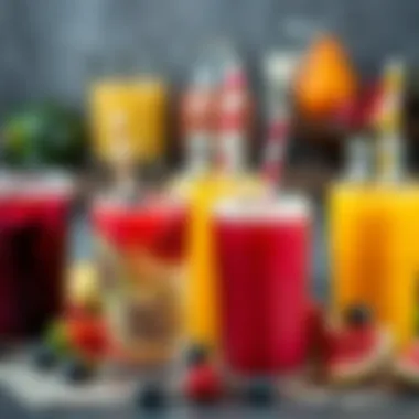 Variety of Colorful Fruit Juices Variety of colorful fruit juices
