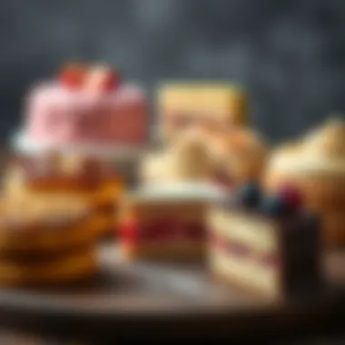 Visual representation of a variety of sponge cakes showcasing different flavors