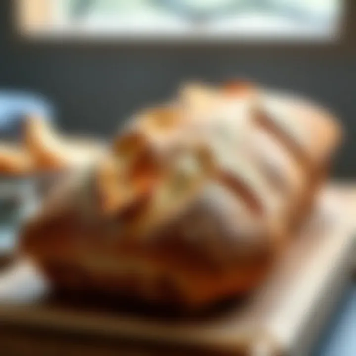 A close-up of a freshly baked loaf of bread