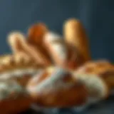 A variety of bread types displayed elegantly