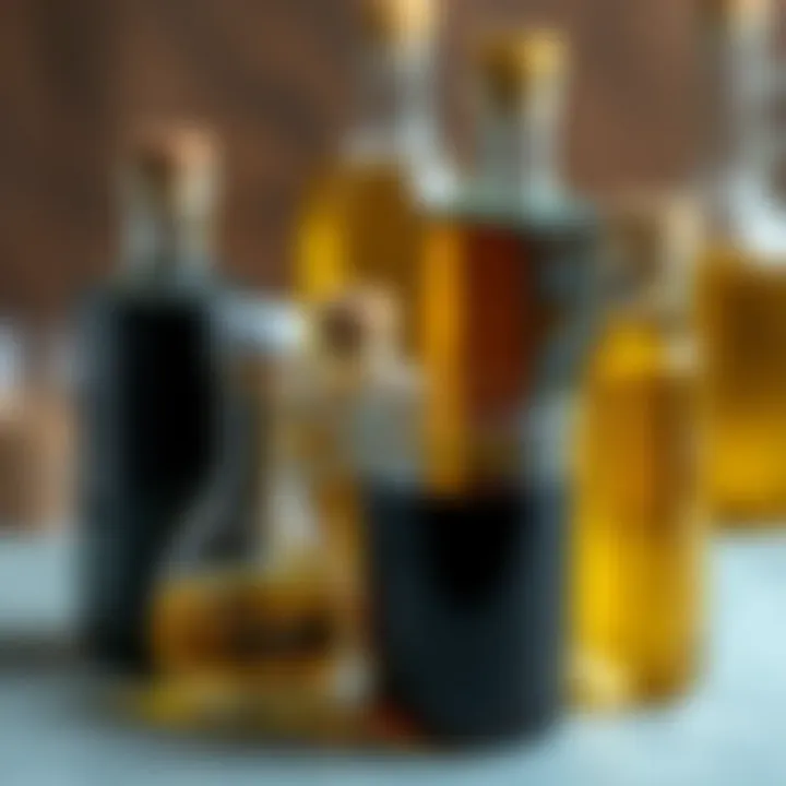 Various types of oil in clear containers