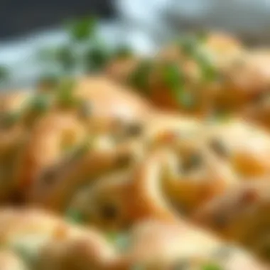 Herbs Enhancing the Flakiness A close-up of flaky pastry with herbs