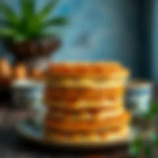 Golden-brown pastry layers stacked elegantly
