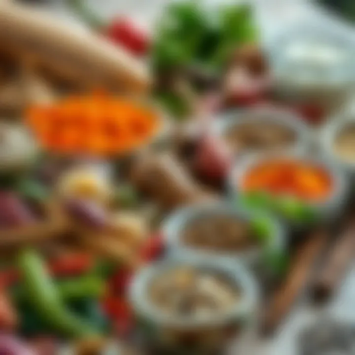 An array of ingredients used in Erzurum cuisine, highlighting local produce and spices