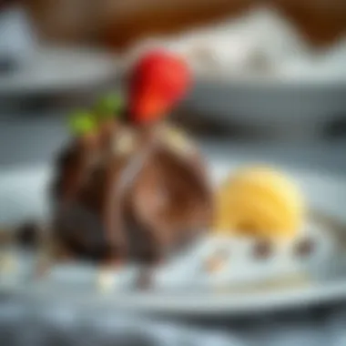 A visual delight: the plated Chocolate Bomb A beautifully plated chocolate bomb dessert