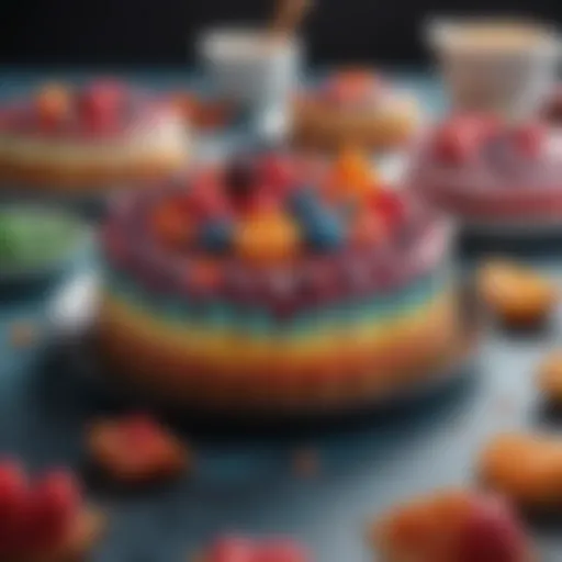 A vibrant display of colorful desserts showcasing the beauty of food coloring.