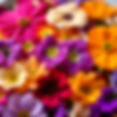 Colorful Edible Flowers A close-up of various colorful edible flowers used in gourmet dishes