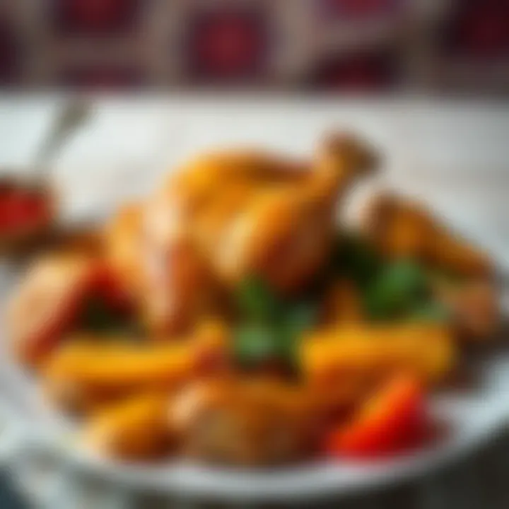 Cultural Importance of Cooked Chicken in Dreams A beautifully arranged plate of cooked chicken showcasing cultural significance.