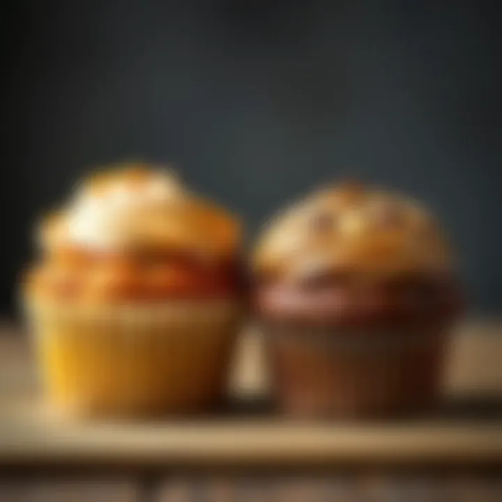 A side-by-side comparison of a cupcake and muffin highlighting their textures