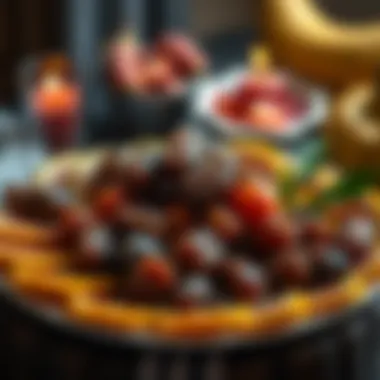 A beautifully arranged platter of dates and fruits for iftar