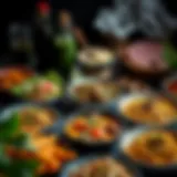 A vibrant spread of traditional dishes showcasing various flavors and textures