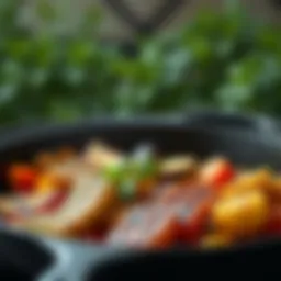 Elegant cast iron grill pan showcasing vibrant grilled vegetables