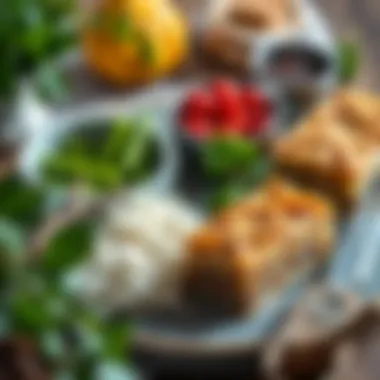 Ingredients used in making four-bezel baklava artfully arranged