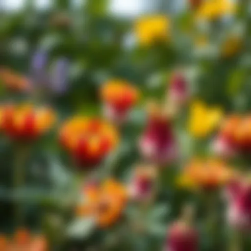 Edible Fruit Flowers in Nature A vibrant display of edible fruit flowers in a garden setting