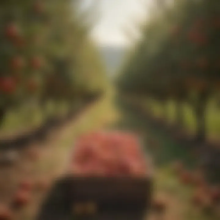 An apple orchard during harvest season