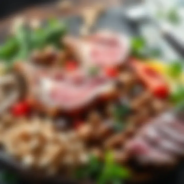 A vibrant assortment of protein-rich foods including lean meats, legumes, and nuts.