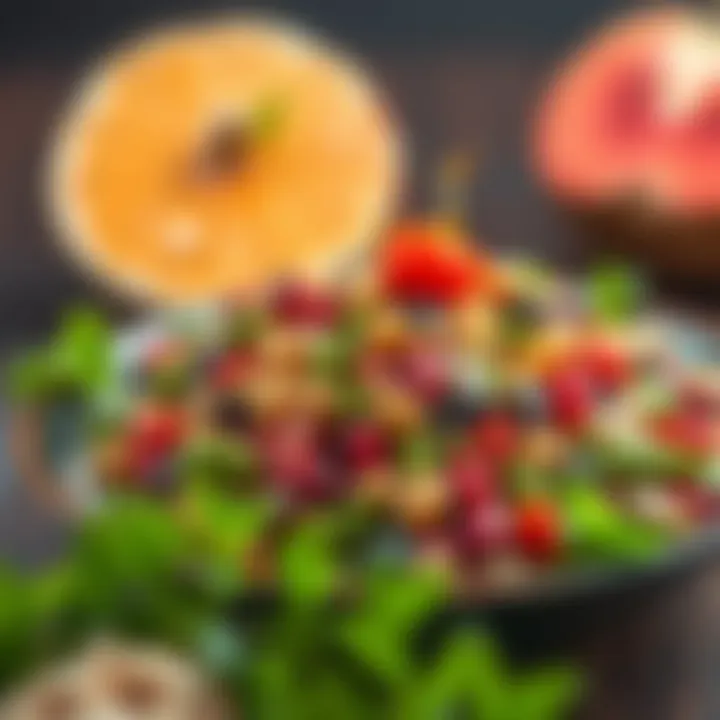 A colorful salad featuring various beans and seeds, highlighting plant-based protein options.