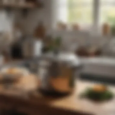 A well-maintained vintage pressure cooker gleaming in the kitchen