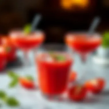 Chilled tomato juice served in elegant cups