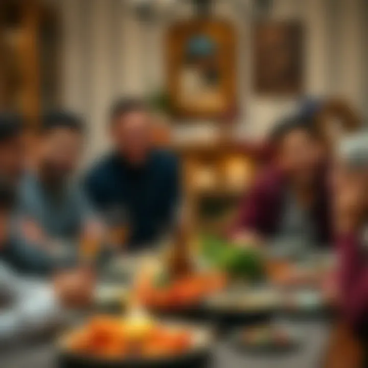 Family Iftar Gathering Family gathered around the table to break their fast