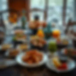 A beautifully arranged iftar table with traditional Turkish dishes.