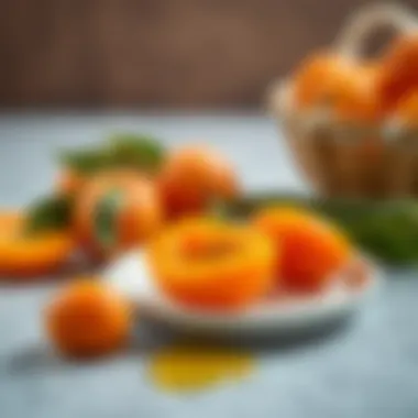 Fresh apricots and the extracted oil representing health benefits