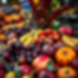 Colorful arrangement of seasonal fruits