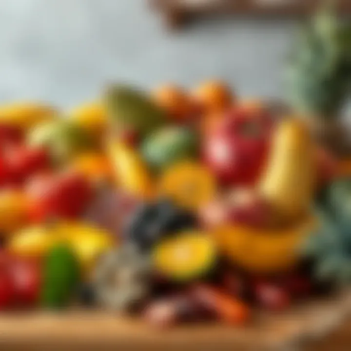 Diverse Exotic Fruits Showcase Selection of exotic fruits on a wooden board