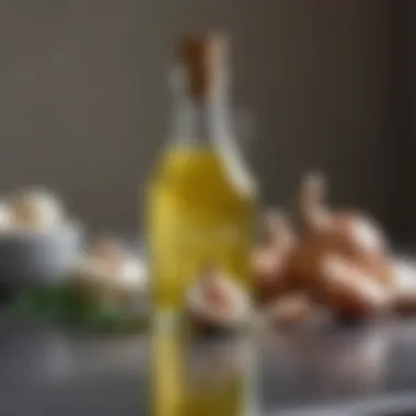 Ingredients for a garlic oil infusion displayed on a kitchen counter