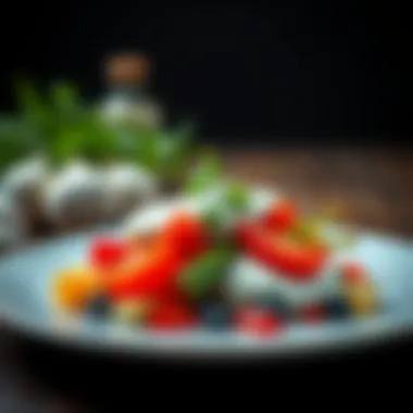 Garlic Yogurt and Fresh Vegetables A dish showcasing garlic yogurt paired with fresh vegetables