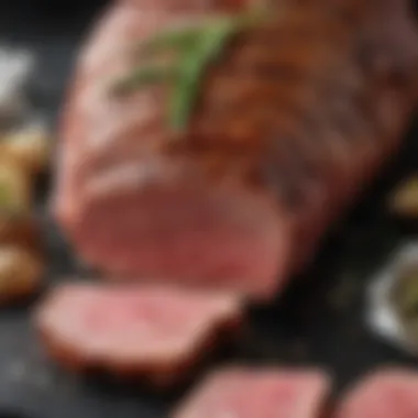 Close-up of a marinated meat ready for grilling