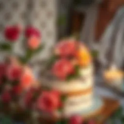 Elegant wedding cake adorned with floral decorations