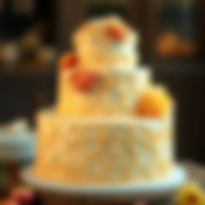 Intricate Designs on Multi-Tiered Cakes Multi-tiered cake showcasing intricate piping details