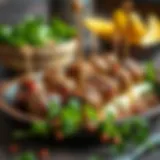 Delicious grilled meatballs on a rustic plate