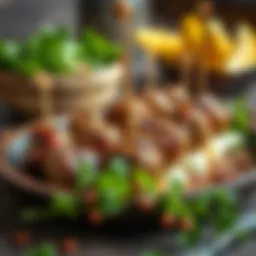 Delicious grilled meatballs on a rustic plate