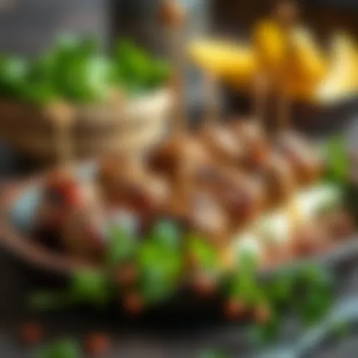 Delicious grilled meatballs on a rustic plate