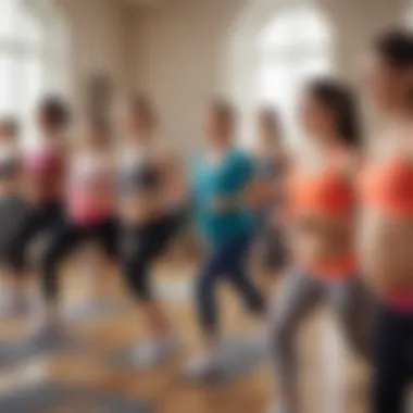 Group of expectant mothers participating in a fitness class