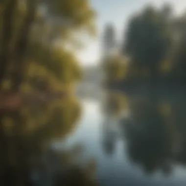 A tranquil scene of a calm lake with reflections of trees, representing self-reflection and learning.